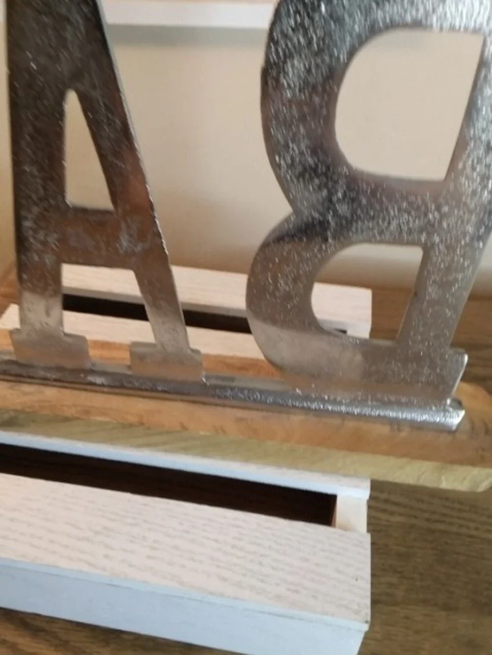 Decorative Silver 'BAR' Letter Sign on Wood Base